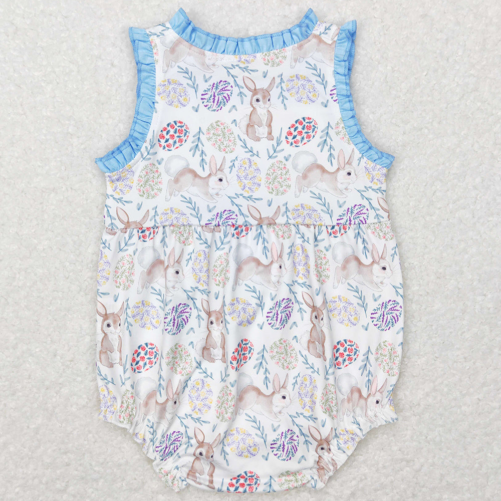 Baby Infant Girls Rompers Easter Rabbit Flowers Sleeveless Rompers SR0507