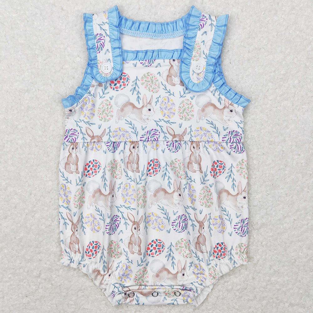 Baby Infant Girls Rompers Easter Rabbit Flowers Sleeveless Rompers SR0507