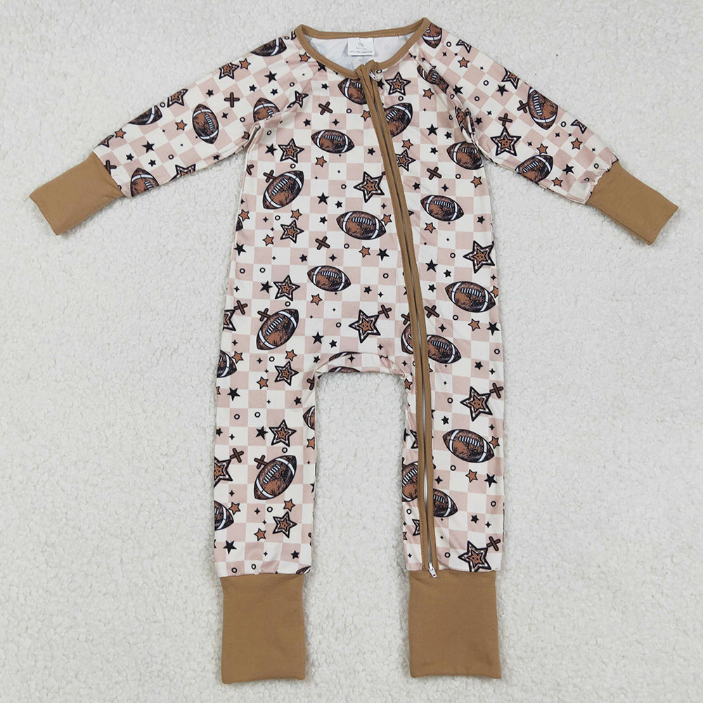Baby Boys Rompers Footballs Stars Plaid Team Zipper Footie Rompers LR2548 9.2