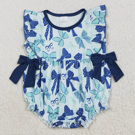 Boutique Baby Girls Rompers Short Sleeves Bows Ruffle Rompers SR3132