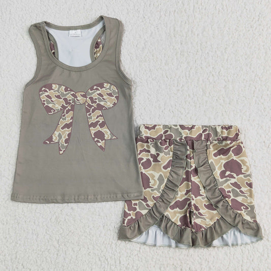 Baby Girls Clothes Dark Green Bows Vest Ruffle Shorts Clothes Sets GSSO1629 6.6