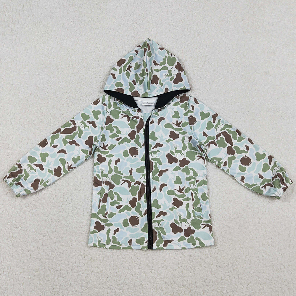 Baby Boys Clothes Green Brown Deer Camo Pockets Zipper Southern Hoodies Top BT1399 11.3
