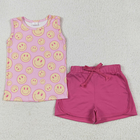 Baby Girls Clothes Pink Sleeveless Smiles Top Pockets Short Sets GSSO2605 6.6