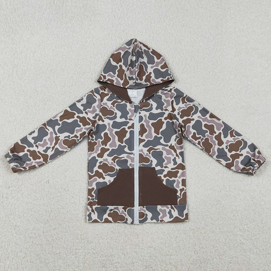 Baby Boys Clothes Brown Camo Pockets Zipper Southern Hoodies Jackets Top BT1376 11.6