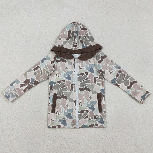 Baby Girls Clothes Bows Camo Pockets Zipper Hunting Ruffle Hoodies Top GT1263 11.6