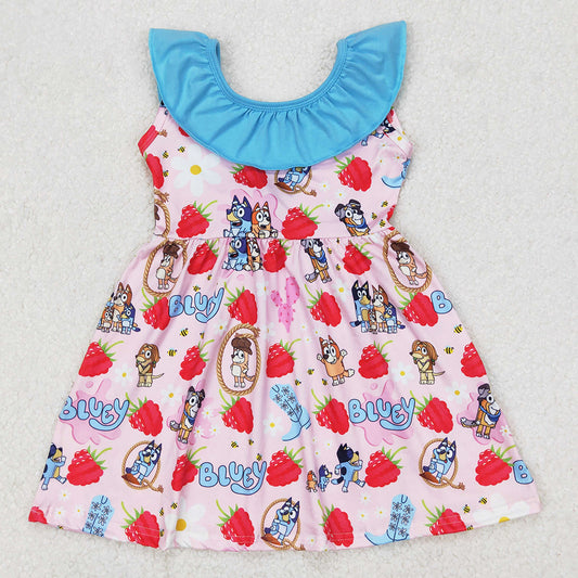 Baby Girls Dress Dogs Strawberry Bows Knee Length Dresses GSD1813 3.18