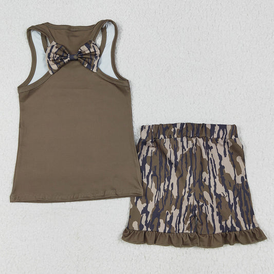 Baby Girls Clothes Bows Vest Ruffle Camo Shorts Clothes Sets GSSO1627 6.9