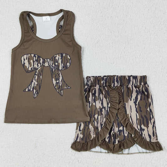 Baby Girls Clothes Bows Vest Ruffle Camo Shorts Clothes Sets GSSO1627 6.9