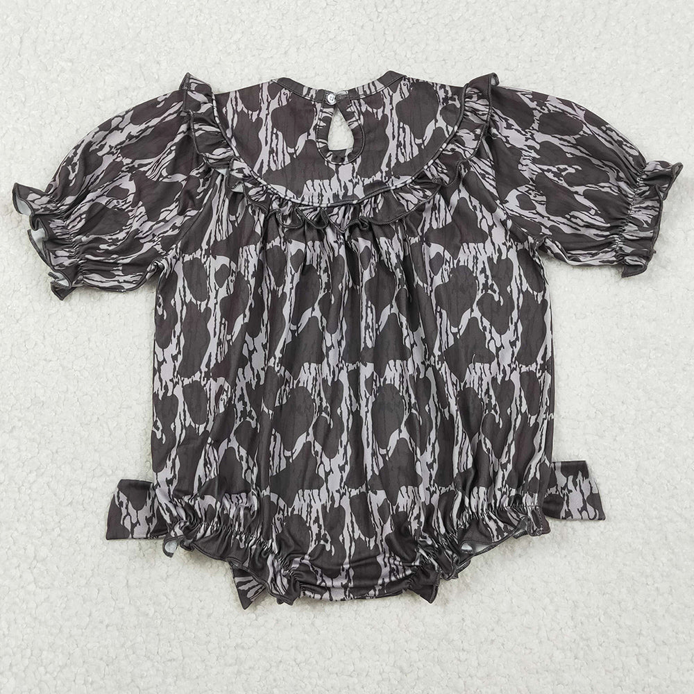 Baby Girls Rompers Smocked Mamas Bestie Camo Hunting Ruffle Rompers LR2727 11.6