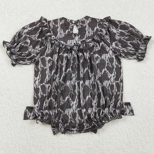 Baby Girls Rompers Smocked Mamas Bestie Camo Hunting Ruffle Rompers LR2727 11.6