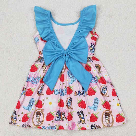 Baby Girls Dress Dogs Strawberry Bows Knee Length Dresses GSD1813 3.18
