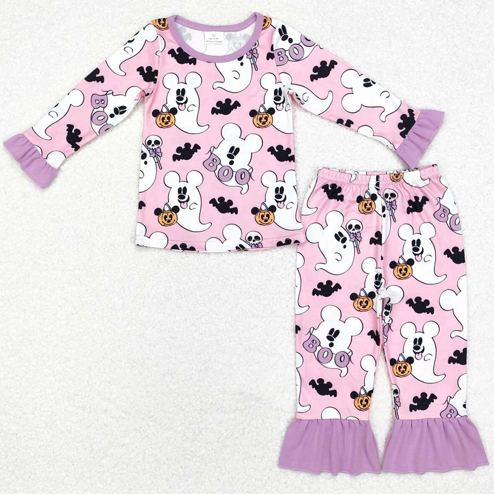 Baby Girls Pajamas Halloween Pink Ghost Top Pants Pajamas Sets GLP1544
