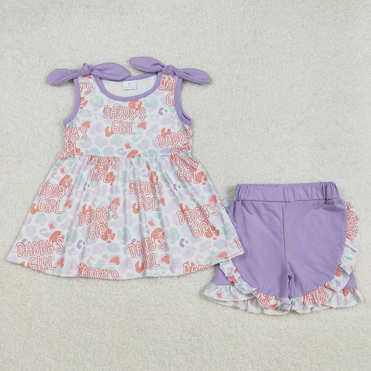 Baby Girls Clothes Lavender Daddy's Girl Leopard Tunic Ruffle Shorts Sets GSSO2010 3.7
