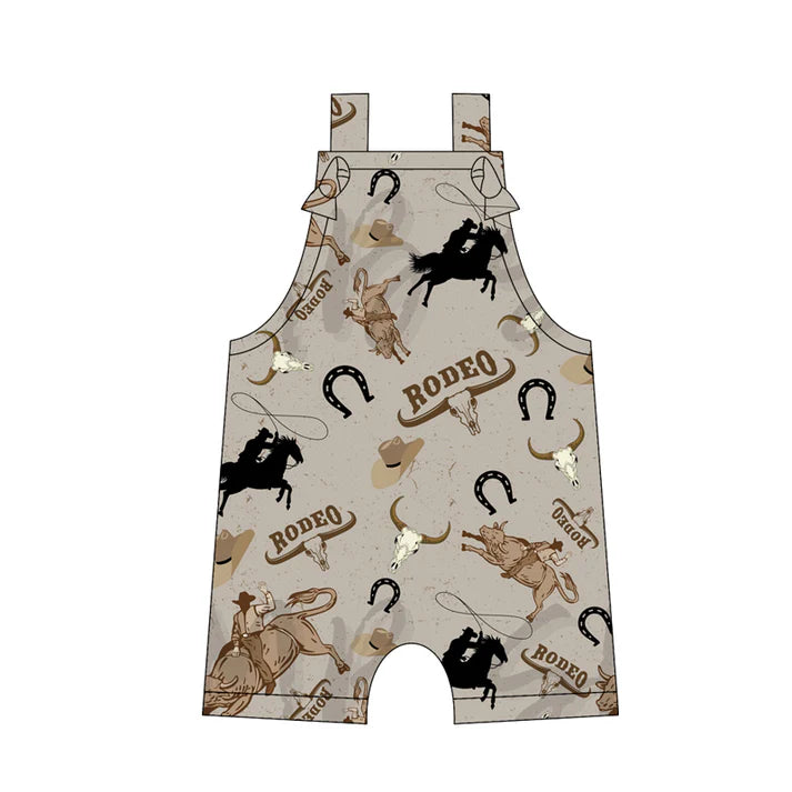 Preorder moq 5 Baby Boys Straps Rodeo Cow Rompers 5.12