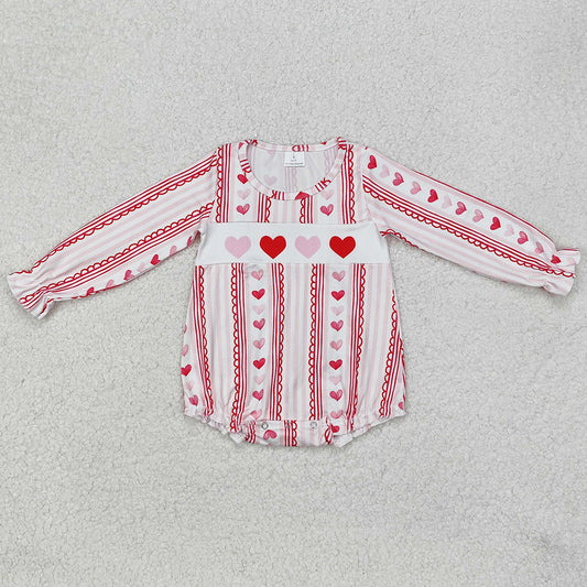 Baby Infant Girls Rompers Valentines Pink Hearts Stripes Rompers LR2134