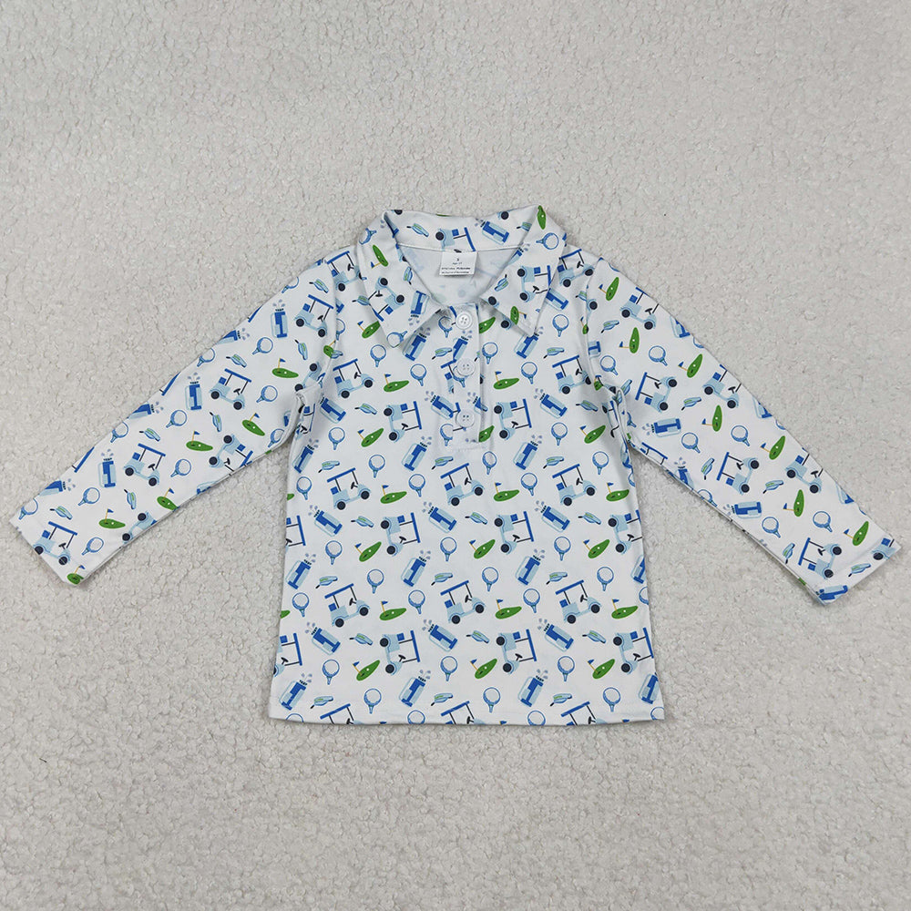 Baby Boys Clothes Long Sleeve Golf Trucks Button Polo Shirts Top BT1405 11.22