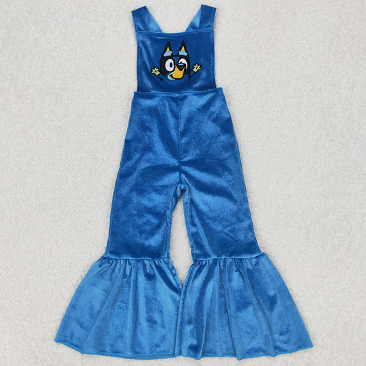 Baby Girls Jumpsuits Straps Blue Dog Velvet Jumpsuits SR2445