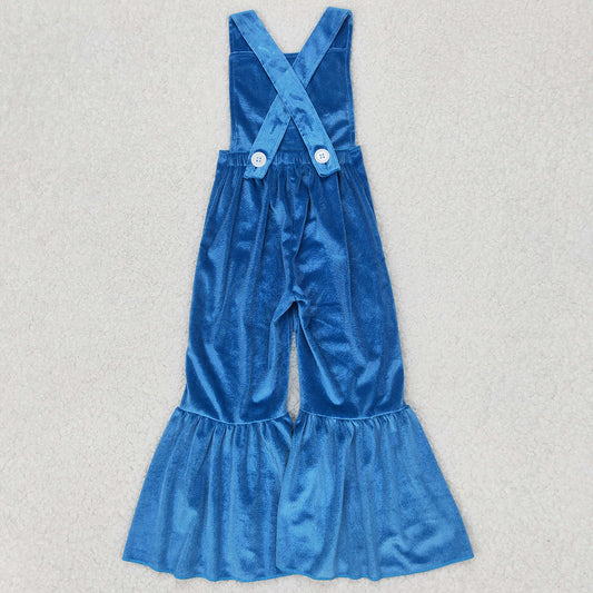 Baby Girls Jumpsuits Straps Blue Dog Velvet Jumpsuits SR2445