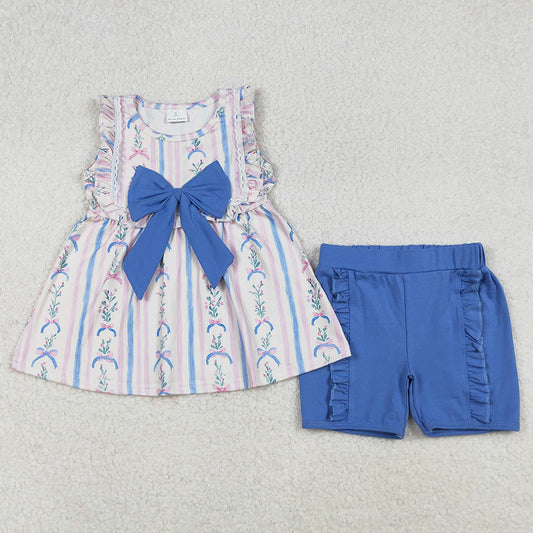 Baby Girls Clothes Sleeveless Floral Stripe Tunic Ruffle Shorts Sets GSSO2533 9.9