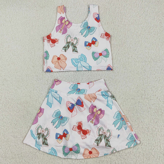 Baby Girls Clothes Colorful Bows Athletic Active Wear Top Shorts Skirts Sets GSD2046 5.1