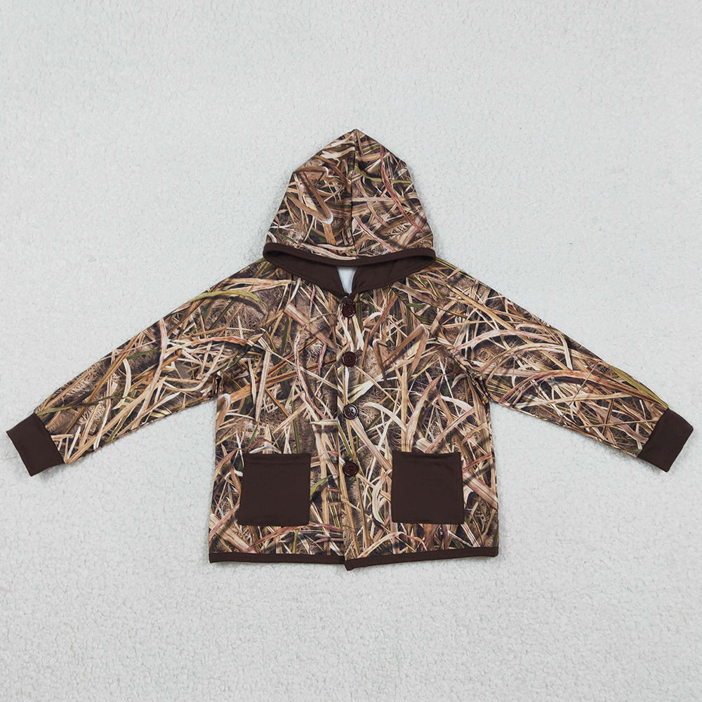 Baby Boys Clothes Southern Leaves Camo Button Pockets Hoodie Jackets Tops BT1443 12.8