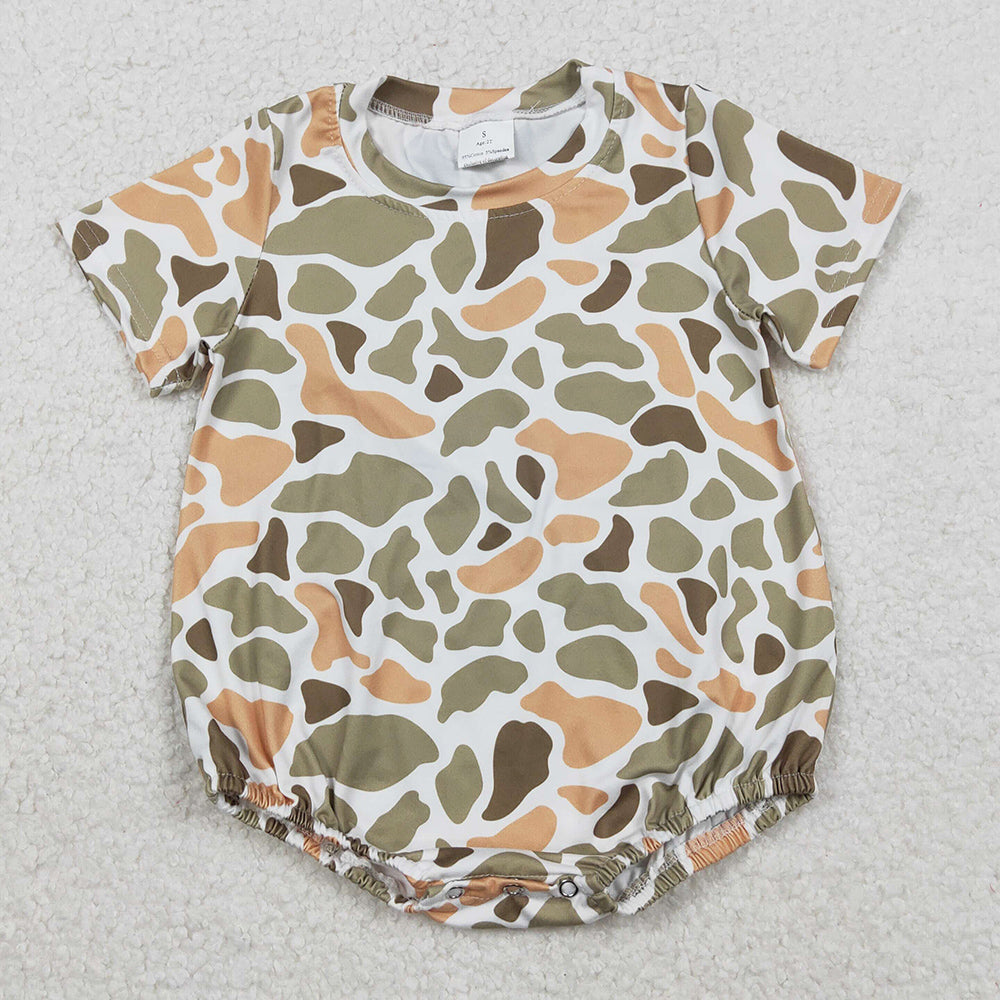 Baby Boys Rompers Short Sleeve Green Orange Camo Southern Rompers SR3452 11.21