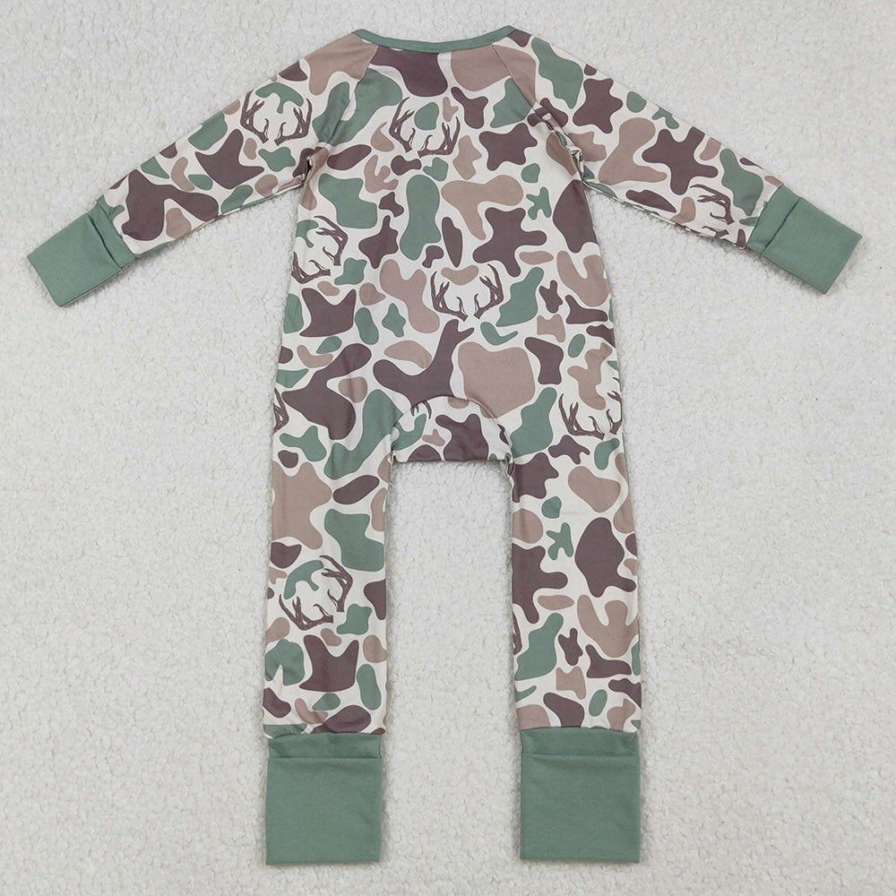 Baby Boys Rompers Brown Deer Camo Western Zipper Footie Rompers LR2582 9.13