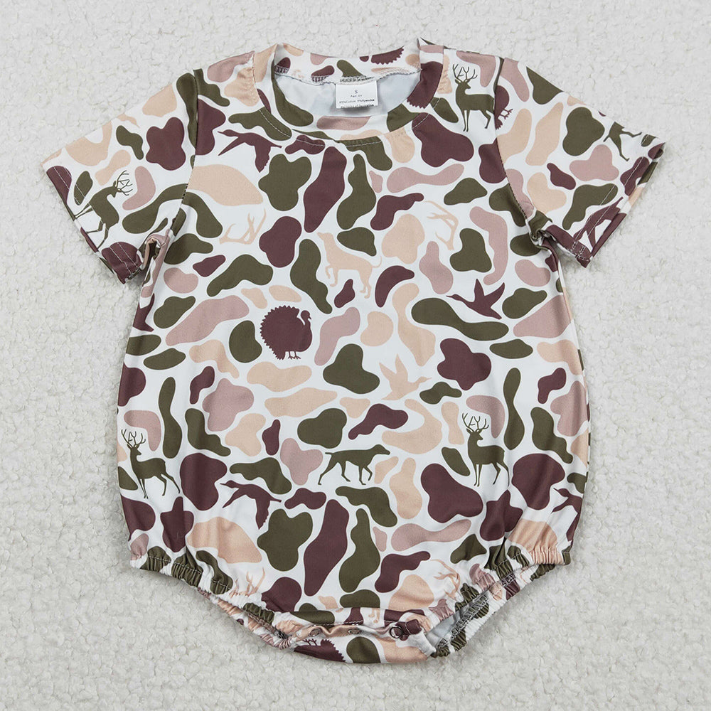 Baby Boys Rompers Ducks Deer Dogs Camo Short Sleeve Southern Rompers SR3451 11.22