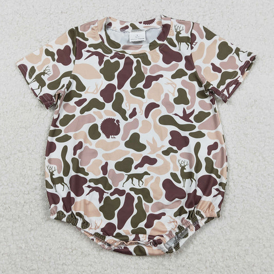 Baby Boys Rompers Ducks Deer Dogs Camo Short Sleeve Southern Rompers SR3451 11.22
