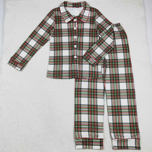 Adult Men Green Red Checked Button Top Pant Christmas Pajamas Sets BLP1277 11.6