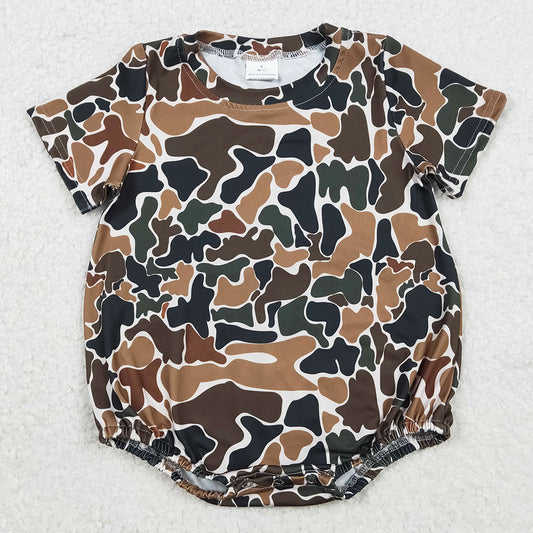 Baby Boys Rompers Dark Brown Camo Short Sleeve Southern Rompers SR3450 11.22