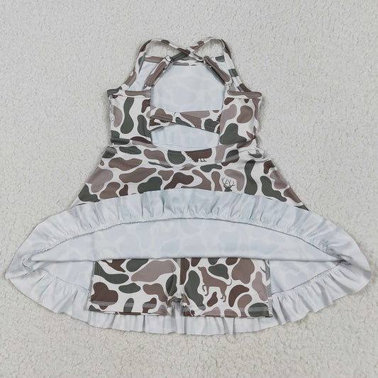 Baby Girls Dress Strap Green Deer Dogs Ducks Camo Yoga Ruffle Knee Length Dresses GSD2311 5.8