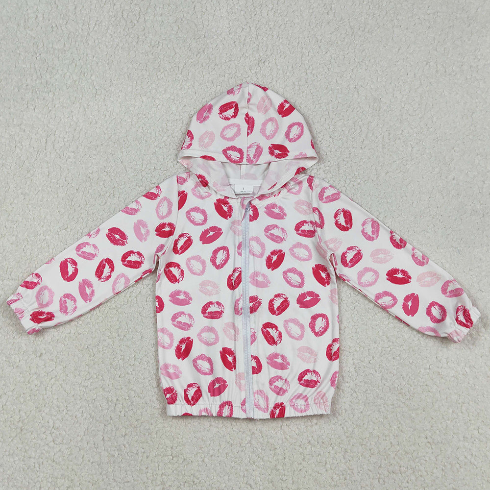 Baby Girls Clothes Pink Mouths Valentines Zipper Hoodies Jacket Top GT1420 12.10