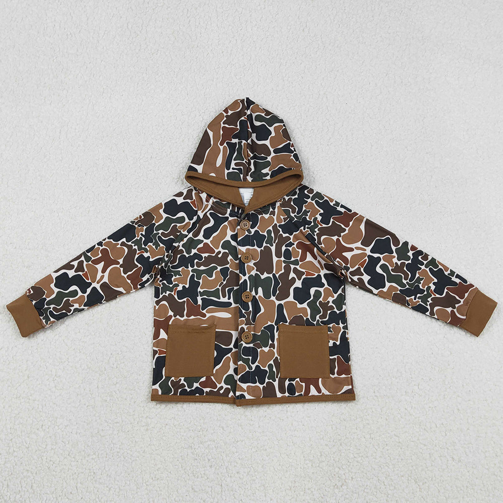 Baby Boys Clothes Southern Dark Brown Camo Button Pockets Hoodie Jackets Top BT1442 12.10