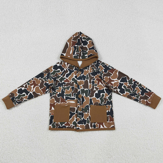 Baby Boys Clothes Southern Dark Brown Camo Button Pockets Hoodie Jackets Top BT1442 12.10