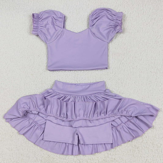 Baby Girls Clothes Lavender Yoga Shirt Skirt Active Wear Clothes Sets GSD2099 5.8