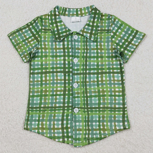 Baby Boys Clothes Green Checked St Patrick Button Shirts Top BT1456 12.25