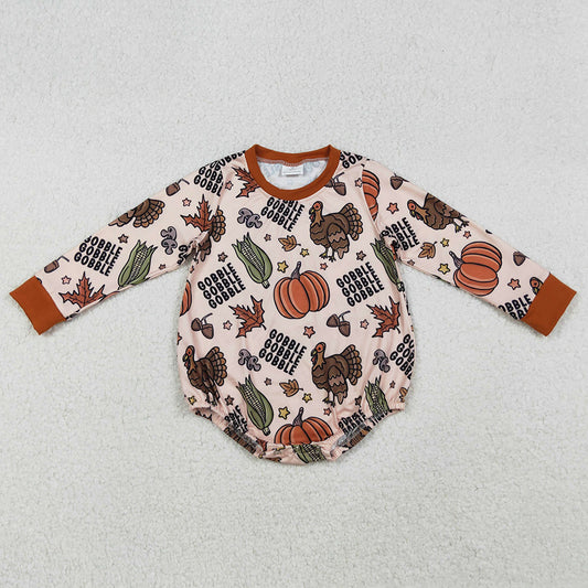 Baby Boys Rompers Thanksgiving Turkey Pumpkins Gobble Rompers LR2447 9.20