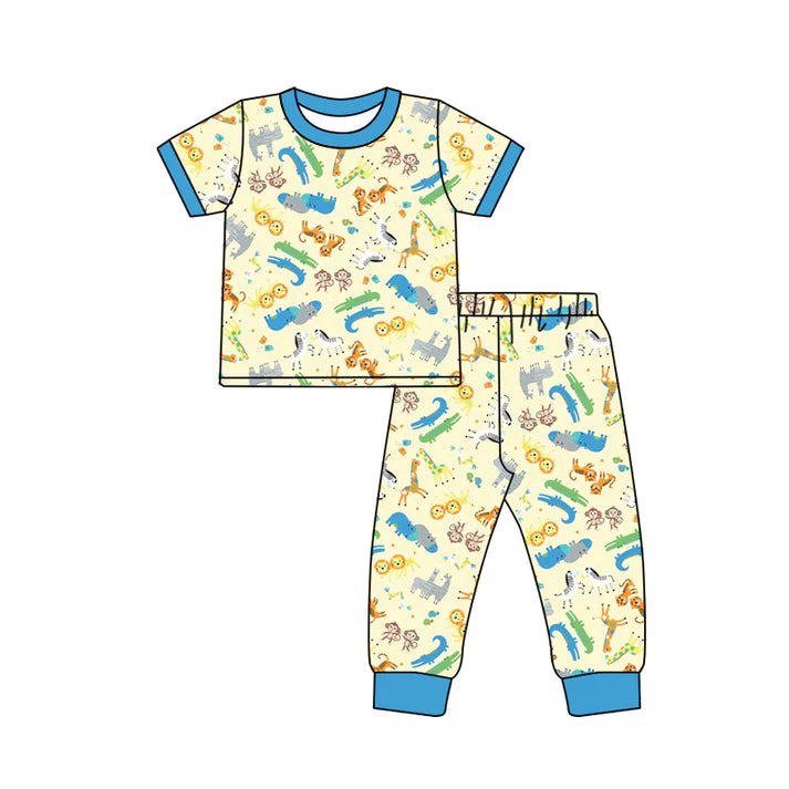 Preorder (moq 5)Baby Boys Animals Zoo Top Pants Pajamas Sets 12.1