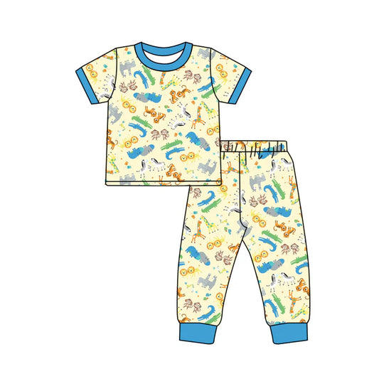 Preorder (moq 5)Baby Boys Animals Zoo Top Pants Pajamas Sets 12.1