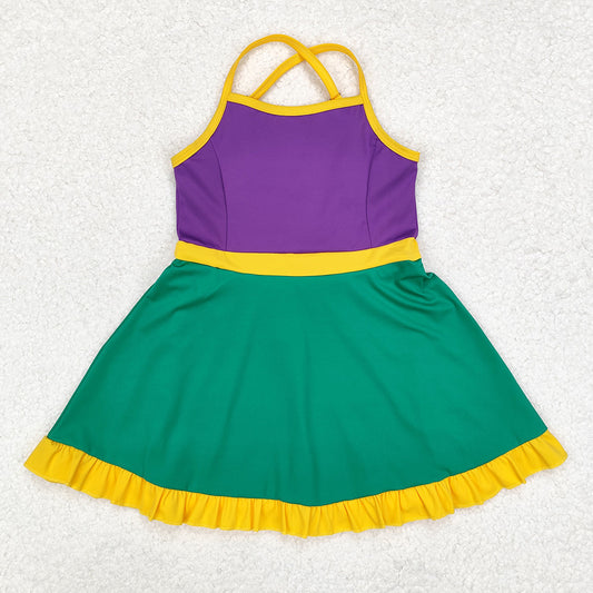Baby Girls Clothes Purple Mardi Gras Athletic Active Wear Knee Length Dresses GSD1431