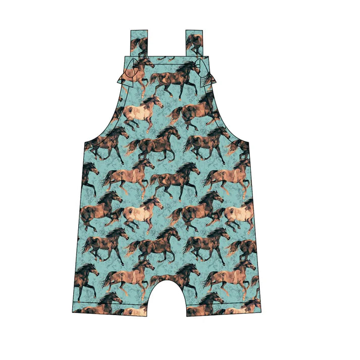 Preorder moq 5 Baby Boys Straps Horse Rodeo Rompers 5.12
