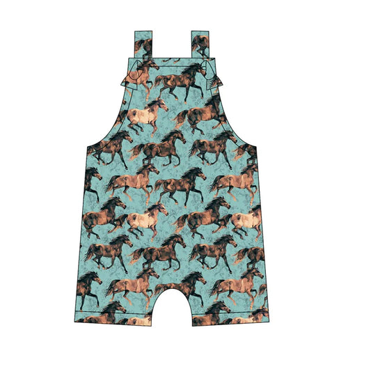 Preorder moq 5 Baby Boys Straps Horse Rodeo Rompers 5.12