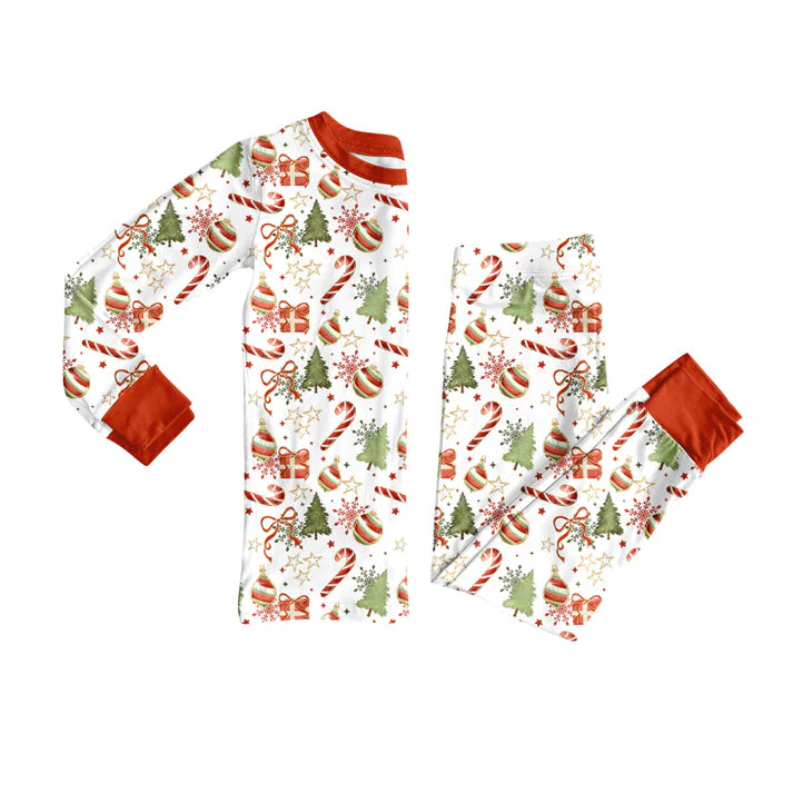 Preorder(moq 5) Baby Boys Christmas Gifts Candy Cane Top Pants Lounge Wear Pajamas Sets 8.7