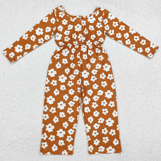 Baby Girls Jumpsuits Brown Flowers Long Sleeve Fall Jumpsuits LR1838