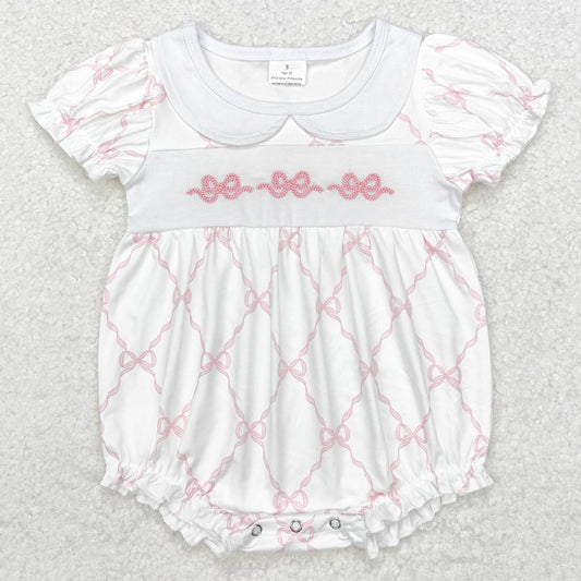 Baby Infant Girls Rompers Bows Pink Short Sleeve Rompers SR1967