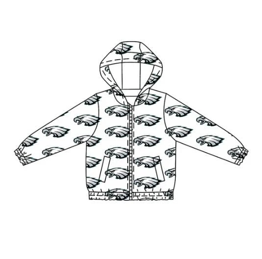 Preorder (moq 5)Baby Boys Long Sleeves Eagles Plaid Hoodies Cardigan Jackets Top 7.24
