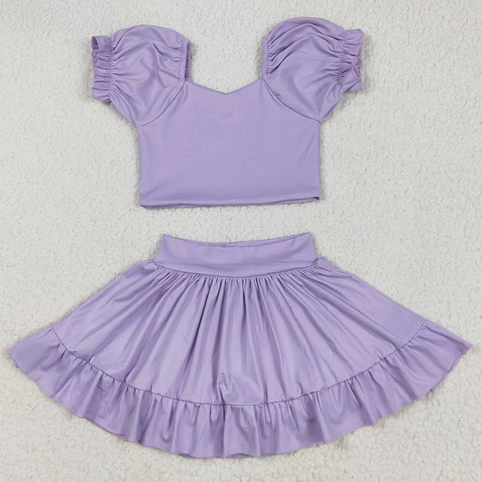 Baby Girls Clothes Lavender Yoga Shirt Skirt Active Wear Clothes Sets GSD2099 5.8
