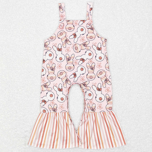 Baby Girls Jumpsuits Easter Pink Straps Rabbits Bell Pants Jumpsuits SR0577