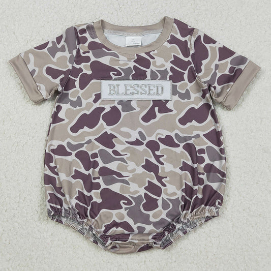 Baby Boys Rompers Embroidery Blessed Southern Grey Camo Rompers SR3263 12.3